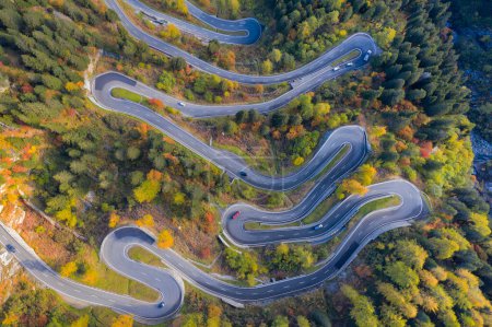 Photo for Aerial View of Winding Mountain Road in Alps, Europe - Royalty Free Image