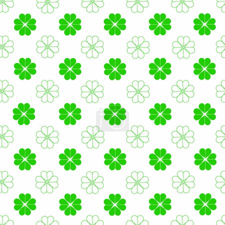 Téléchargez les photos : Pattern of green clover leaves for printing, trefoil, four-leaf clover - en image libre de droit