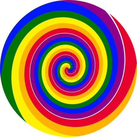 Ein auffälliges und farbenfrohes kreisförmiges Spiralmuster mit Regenbogenfarben, perfekt für lebendige und energetische Themen.