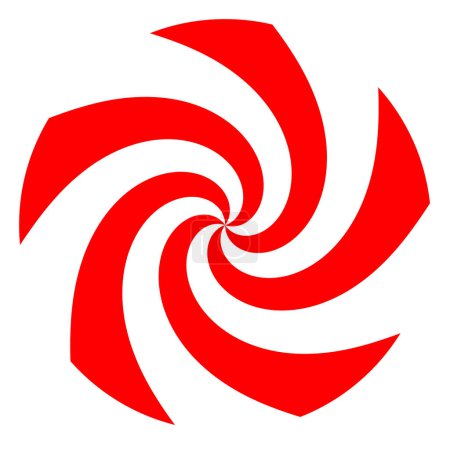 A bold and graphic red and white spiral pattern, creating a striking optical illusion.