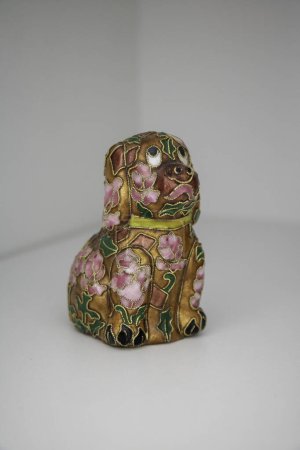 Photo for Modern Chinese cloisonn statuette depicting a dog statue Asian art - Royalty Free Image