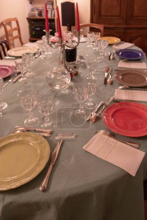 Photo for Christmas table, elegantly set in the French style - Royalty Free Image