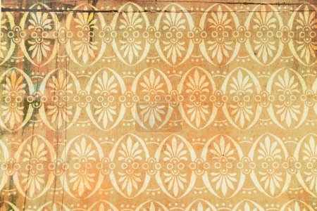 Photo for Graphic resource, baroque and rococo wallpaper background in ochre, red and yellow tones, stylized floral pattern - Royalty Free Image