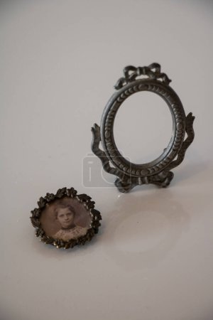 Photo for Mini frame miniature mirror and vintage photo - Royalty Free Image
