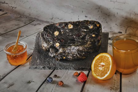 good charcoal bread and dried fruits for full of vitamins and vitality