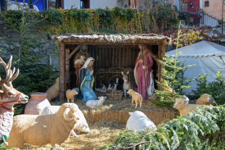 Photo for Nativity in a giant Christmas manger, Provence France - Royalty Free Image