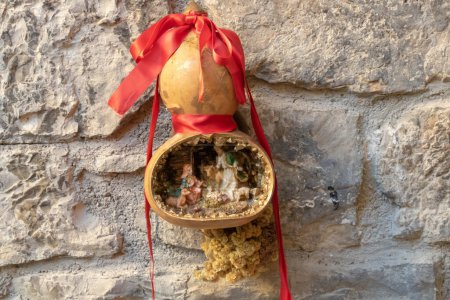 Photo for Christmas crib in a calabash in Provence South of France - Royalty Free Image