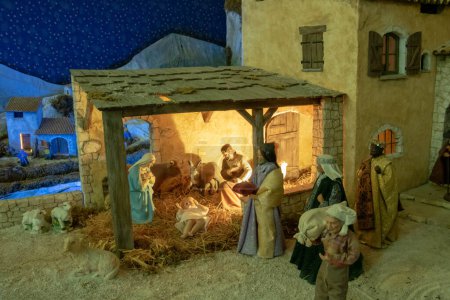 Nativity scene in santon of Provence, Christmas crib