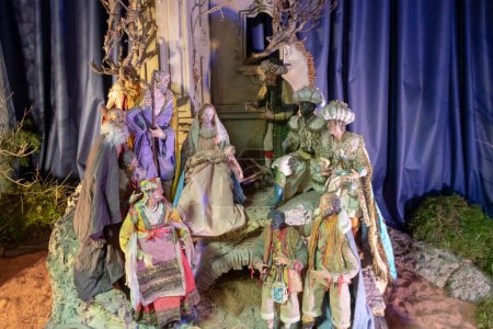 Photo for Old Provencal Christmas crib on background - Royalty Free Image