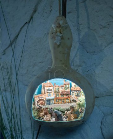 Photo for Provencal Christmas crib in a calabash, cut out object - Royalty Free Image
