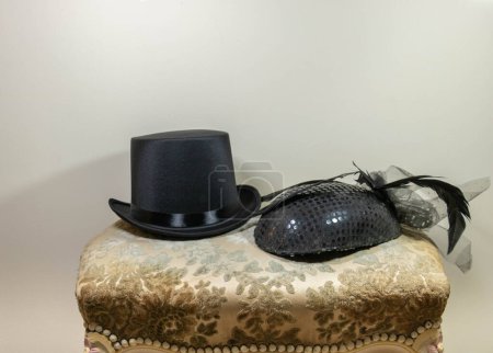 Photo for Top hat and winged fascinated hat, men's and women's hat - Royalty Free Image