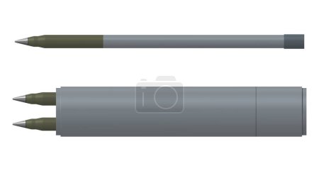 Ilustración de Cohete y lanzador Zuni aislados sobre fondo blanco - Imagen libre de derechos