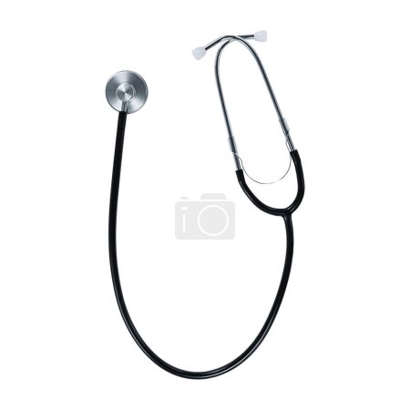 Black stethoscope isolated on a white background. Stock photo.