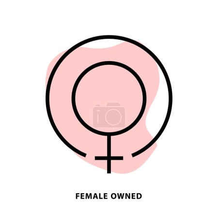 Illustration for Female owned linear icon design for application or web design template. Vector line icon with blot shape background. - Royalty Free Image