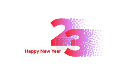 Illustration for 2023 new year background design with number 23 text Happy New Year Digital pixel lettering with number 23 background for technology, hi-tech, and cryptocurrency theme calendar. - Royalty Free Image