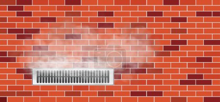 Photo for Cartoon air grid. Grille line pattern. interior air vent. Smoke, rectangular and circular ventilation grilles. Grilles system. Home, office, house or room ceiling ventilation shaft. Fan on wave. - Royalty Free Image