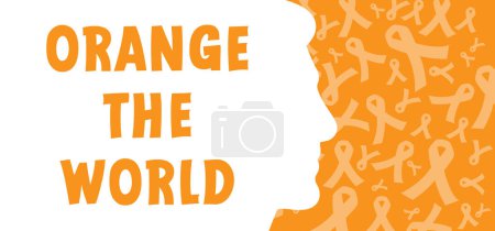 Téléchargez les illustrations : Orange le monde, 25 novembre Symbole de sensibilisation. Journée internationale pour l'élimination de la violence à l'égard des femmes et des filles. Violence physique ou sexuelle. Bannière vectorielle de prévention. Ruban blanc signe - en licence libre de droit