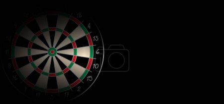 Illustration for Cartoon dart board symbol. Dartboard icon. color and twenty, black, green or white game board and darts game. goal target competition sign. Sports equipment and arrows. Throw single, double or triple. Aim - Royalty Free Image
