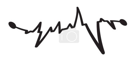Téléchargez les illustrations : Caricature pouls de la ligne de battement de coeur, vague. Cardiogramme cardiaque. Dessin motif de ligne de rythme. Battements cardiaques ecg ; concept ekg. Logo de l'échocardiogramme. humain, fréquence cardiaque et plus et moins résultat - en licence libre de droit
