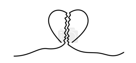 Illustrazione per Cartoon love symbol. Heart banner. sutures hearts, line patern. broken, lover icon or pictogram. I love you for 14 february, valentine, valentines day. - Immagini Royalty Free