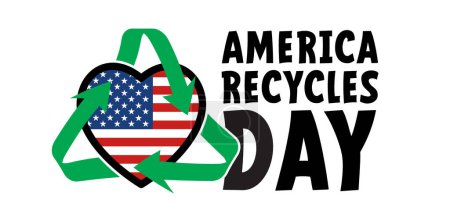 Téléchargez les illustrations : L'Amérique recycle jour (ARD). La journée du recyclage est célébrée le 15 novembre. La journée est consacrée au recyclage. Les avantages du recyclage pour notre santé, l'environnement. Recyclage et déchets solides - en licence libre de droit