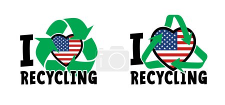 Téléchargez les illustrations : L'Amérique recycle jour (ARD). La journée du recyclage est célébrée le 15 novembre. La journée est consacrée au recyclage. Les avantages du recyclage pour notre santé, l'environnement. Recyclage et déchets solides - en licence libre de droit