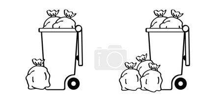 Téléchargez les illustrations : Wheelie bin. Sac poubelle et conteneur. Poubelle ou poubelle. Poubelle, poubelle. Poubelle ou symbole poubelle à poussière. Recyclage des déchets. Journée mondiale du recyclage ou l'Amérique recycle jour. Poubelle. - en licence libre de droit