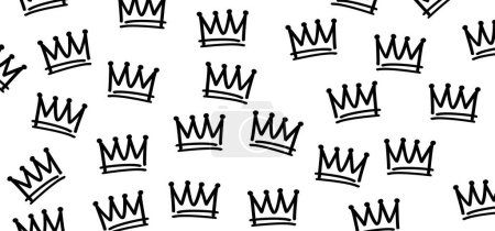 Ilustración de Corona de dibujos animados. Icono de la corona de graffiti, coronas reina o rey. Símbolos reales de coronación imperial, majestuosos iconos de la diadema de la joya. Prins en príncipes, diademas o coronas de diamantes - Imagen libre de derechos