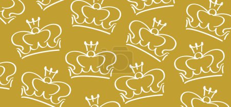 Ilustración de Dibujos animados corona de dibujo dorado. Icono de la corona de graffiti, coronas reina o rey. Símbolos reales de coronación imperial, majestuosos iconos de la diadema de la joya. Prins en príncipes, diademas o coronas de oro diamante - Imagen libre de derechos