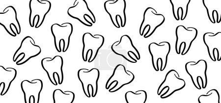 Dibujos animados sanos, diente con encías. Patrón molar. Icono de silueta de dibujo vectorial. Daño de dientes o dientes con caries. Diente agrietado, boca y dental, dañado. Esmalte fuerte, enfermedad.