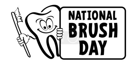 Illustration for National Brush Day. Cartoon drawing toothbrush and paste. For wash your teeth and molar. Vector toothpaste and tube icon. Teeth brush or tooth brush icon. Dental, mouth hygiene symbol. - Royalty Free Image