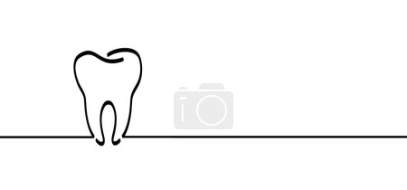 Illustration for Heartbeat wave, line pulse pattern. Cartoon tooth with gums and toothbrush, Molar logo. Damage teeth brush or tooth brush with caries. Mouth hygiene symbol. - Royalty Free Image