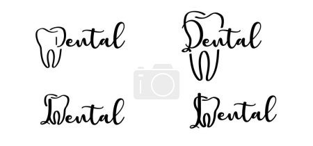 Illustration for National or world dental day, dentists day. Cartoon healthy, tooth with gums. Vector drawing icon. Damage teeth or tooth with caries. Cracked tooth, mouth and dental, damaged. - Royalty Free Image