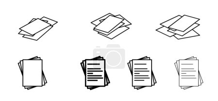 Illustration for Writing paper. Cartoon empty A4 or A3 copy paper, stacked paper. Flat paper stack. Document, paperwork. Stationery stacked papers icon. Pile papers, file, web icon. Printouts, hardcopy documents. Sheet logo. - Royalty Free Image