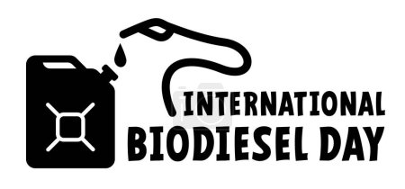 Illustration for International biodiesel day. Cartoon gasoline, jerrycan with handle. Canisters or jerry can symbol. Fuel tank for transporting and storing petrol. Can jerrycan, canister, Motor oil. Gas pump nozzle. - Royalty Free Image