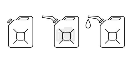 Illustration for Cartoon drawing gasoline, jerrycan with handle. Plastic or metal bottle jerry can. Canisters symbol. Fuel tank for transporting and storing petrol. Can jerrycan, canister, Motor oil concept. - Royalty Free Image
