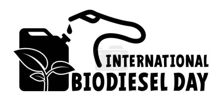 Illustration for International biodiesel day. Cartoon gasoline, jerrycan with handle. Canisters or jerry can symbol. Fuel tank for transporting and storing petrol. Can jerrycan, canister, Motor oil. Gas pump nozzle. - Royalty Free Image