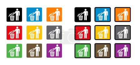 Illustration for Container. Waste bin or or litterbin. Garbage can, trash can. Waste Recycling. Global day of recycling or America recycles day. Recycle, glass, plastic, metal, paper, organic waste. - Royalty Free Image