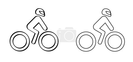 Ilustración de Icono de moto de dibujos animados y casco de la cara. Casco de moto o scooter de línea vectorial con visera y símbolo de gafas. Moto Track de Motocross. Bicicleta de motor o bicicleta icono. motocicletas o motocicletas. - Imagen libre de derechos