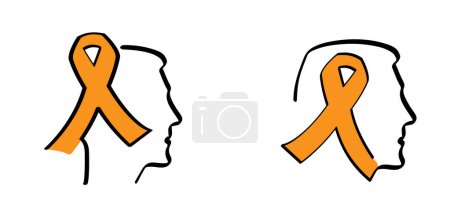 Téléchargez les illustrations : Orange le monde Journée mondiale de sensibilisation au ruban blanc la charité pour l'élimination de la violence contre les femmes et les filles abus mois de novembre arrêter. Agression des migrants. Soyez conscient de la sclérose en plaques - en licence libre de droit