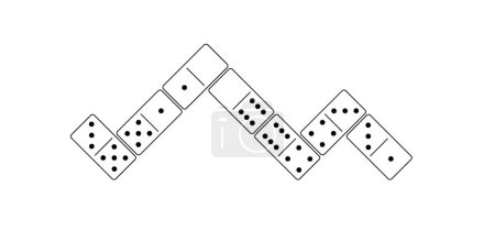 Illustration for Domino tiles. Classic dominoes, domino's pictogram. Playing, parts of game full bones tiles. Black, white domino. Flat wood vector set. 28 pieces. White chip of domino on board for gambling. - Royalty Free Image