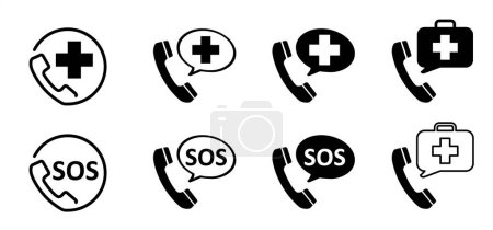 In case of emergency, call doctor or ambulance. Medicine and health. Medicine and healthcare, medical support concept. Number 112 or 911. Consulting phone sign. Medical help icon. Hospital, sos help line
