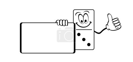 Illustration for Cartoon domino tiles. Classic dominoes, domino's pictogram. Playing, parts of game full bones tiles. Black, white domino. Flat vector set. 28 pieces. White chip of domino on board for gambling. - Royalty Free Image