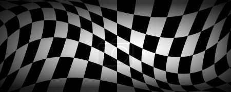 Illustration for Race flag or chess board. Motorsport and autosport. Racing flags. Vector sport wave banner. Sport waves symbol. Checkered flag, checkerboard for texture. Squares, raster pattern. Championship sign. - Royalty Free Image