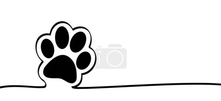 Illustration for I love my cat or dog footprints Animals day Footsteps signs Funny vector kitty love icon Kitten footprints Pet paw steps Puppy print  Line draw paws Meow, woof, canine silhouette doodle World cat day - Royalty Free Image