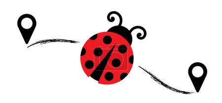 Illustration for Silent march against senseless violence. Walking route. Ladybug in Holland style, the sidewalk tile with the ladybug is a symbol against "senseless violence". Family, in memory of the victims. - Royalty Free Image