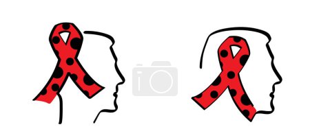 Illustration for Ladybug ribbon. Red, black dots ribbons. Holland or the Netherlands, is the ladybug is a symbol against "senseless violence". Often placed in places with a fatal outcome. - Royalty Free Image