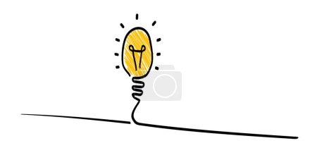 Ilustración de Cómic cerebro lámpara eléctrica idea doodle FAQ, negocio concepto de carga Diversión vector creativo bombilla icono o signo ideas Brillante educación bombilla o inventos pictograma Piense en grande, el éxito. Objetivo:. - Imagen libre de derechos