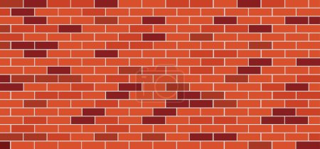 Illustration for Red, brown or black grunge, empty background brick wall side view. Funny vector block stone for texture banner or wallpaper. Urban sign. Building brick pattern, seamless. Background for masonry - Royalty Free Image