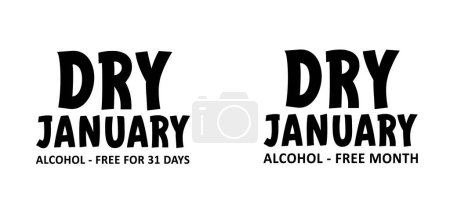 Téléchargez les illustrations : Sec janvier, c'est-à-dire un mois annuel sans alcool après les vacances du nouvel an. Pas d'alcool pendant ça. Arrête de boire ou les alcools boivent. Personnes à s'abstenir d'alcool pour le mois de janvier. - en licence libre de droit